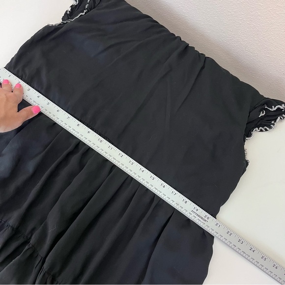 Wilfred Aritzia Dress Womens Large Mini Babydoll Tiered Ruffle Lace Goth Black - Picture 9 of 13